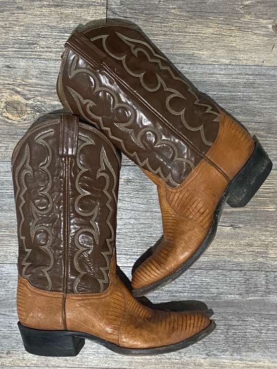 Tony Lama Other - VTG Tony Lama Exotic Lizard Cowboy Brown Boots Size 8B Style 8006 Western Rodeo